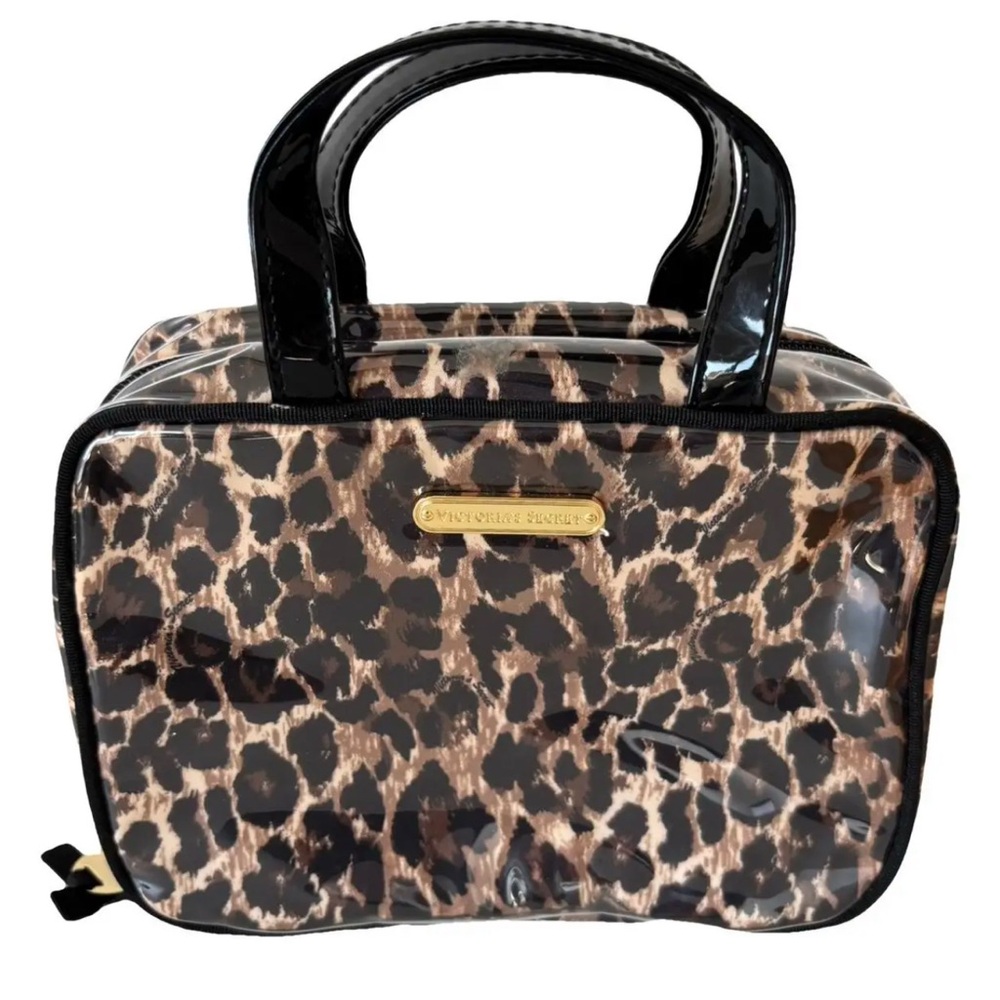 Victoria's Secret Brown and Black Cosmetic Bags with Leopard Print